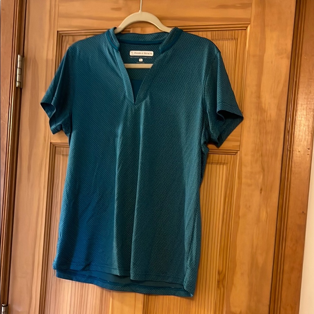 Pebble Beach Teal Short Sleeve Mandarin Collar women’s Golf Shirt